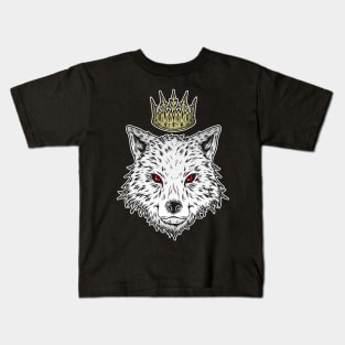 WHITE WOLF KING Kids T-Shirt